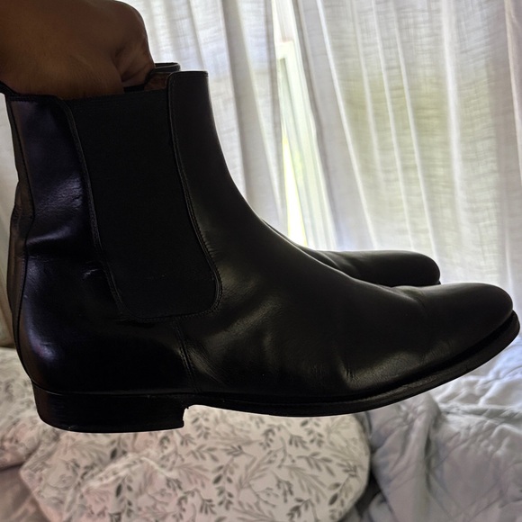 Ralph Lauren Purple Label Black Leather Boots - Picture 1 of 7